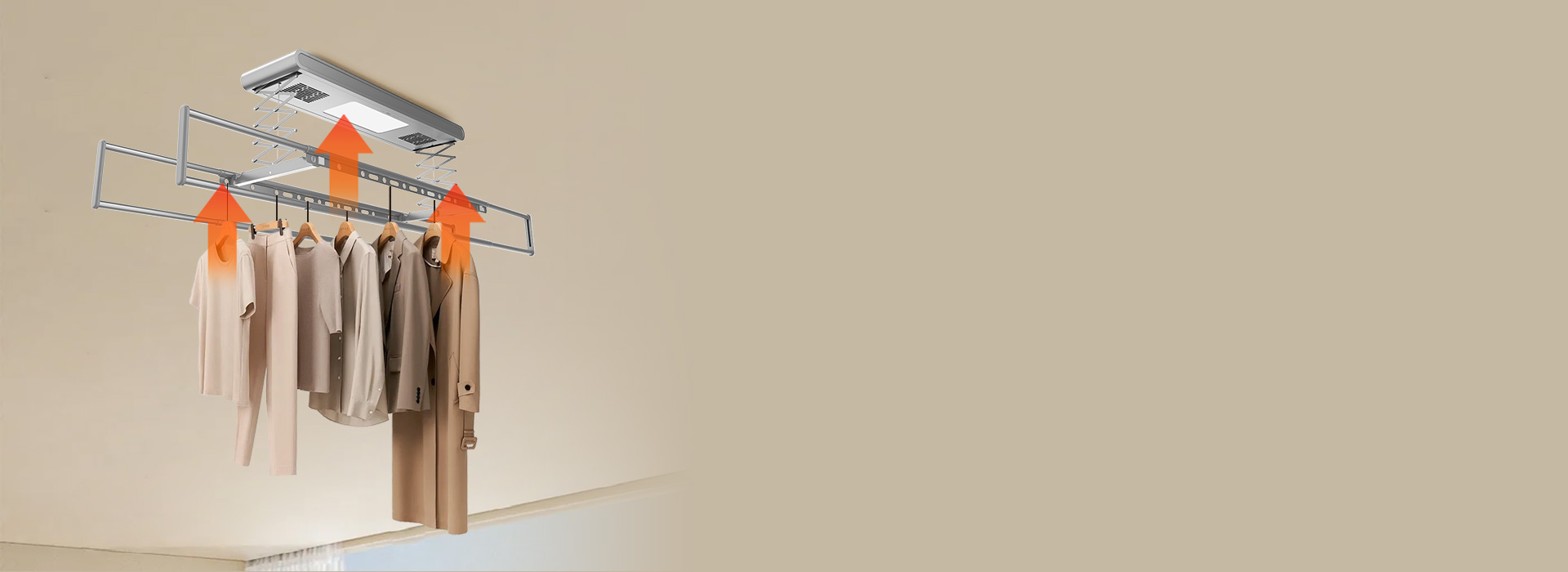 輕抬自上升，晾衣更輕松 晾完衣物后，用...